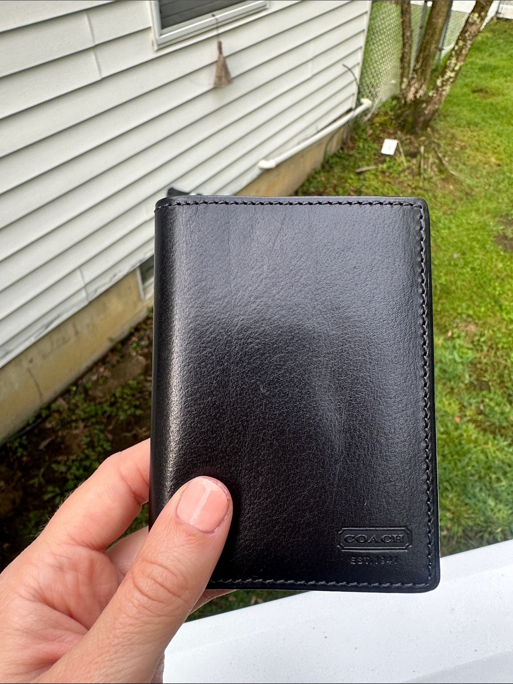 COACH Vintage Black Slimfold Credit Card Wallet Water Buffalo Leather Box NIB - Picture 8 of 16